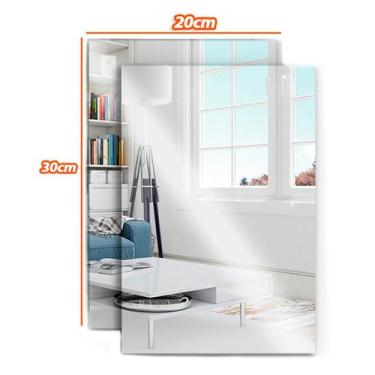 Imagem de Kit 2 Espelhos Decorativo 30x20cm Adesivo Acrílico Retangular Sala Ban