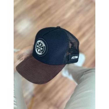 Imagem de Boné Masculino básico Clássico Truker PRETO E MARROM - ARFOLK