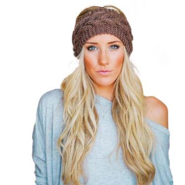 Imagem de Faixa de Cabelo de Tricô com Trança Estilizada de Lã Inverno - anjo da