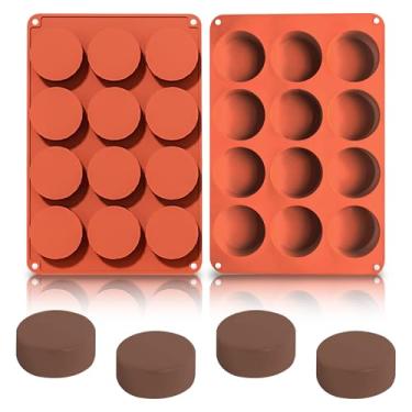 Imagem de Heyiminy Molde Oreo de silicone, molde de silicone para biscoito de chocolate Oreo, molde redondo coberto de chocolate com 12 cavidades, molde de cozimento antiaderente de grau alimentício para doces,