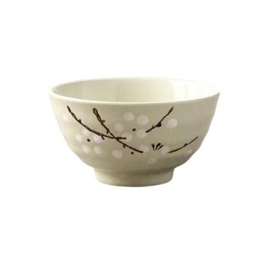 Imagem de 2 peças 11,4 cm/utensílios de mesa japoneses criativos florais pintados à mão, tigela de arroz de sobremesa rosqueada doméstica de cerâmica - tigela rosqueada de 11,4 cm - verde claro