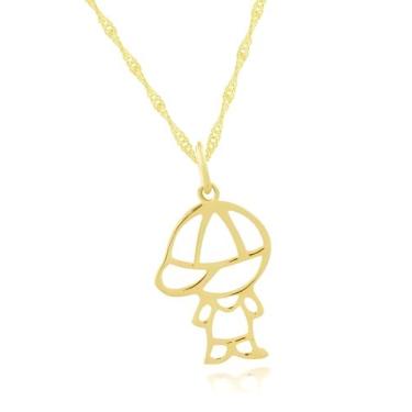 Imagem de Corrente Singapura 45cm Pingente Menino Filho De Ouro 18k - DR Joias