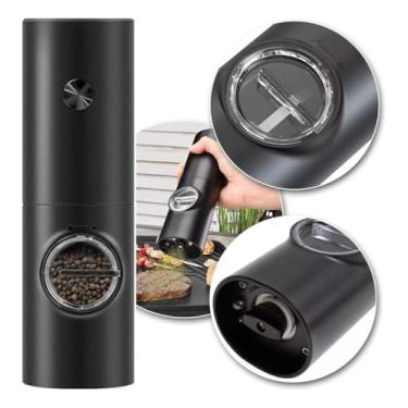Imagem de Moedor Elétrico De Aço Ajustável Gourmet Sal Grosso Pimenta Tempero Triturador Temperos A Pilha (Sem Limpador)
