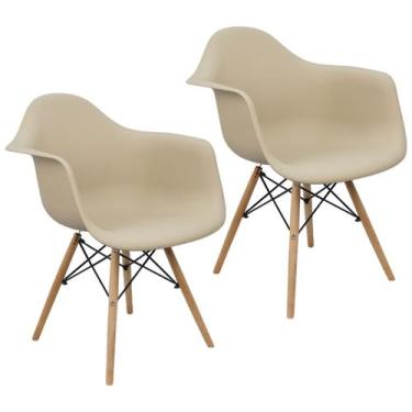 Imagem de Kit 2 Cadeiras Charles Eames Eiffel Design Wood Com Braços - Lianto De