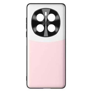 Imagem de LYJSMGZ Capa fina para Honor Magic 7 Pro/7, tendência de bloqueio de cor, proteção de lente de metal, antiqueda, coldres de telefone de couro vegano líquido, rosa, 7 Pro