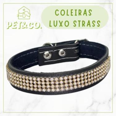 Imagem de Coleira Strass para Cachorro e Gato material sintético - Pet&CO., Pret