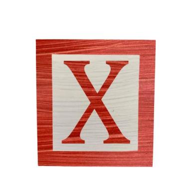 Imagem de Cubo Branco Letra Vermelha com Aplique Festa Chá de Bebê Decoração 8x8