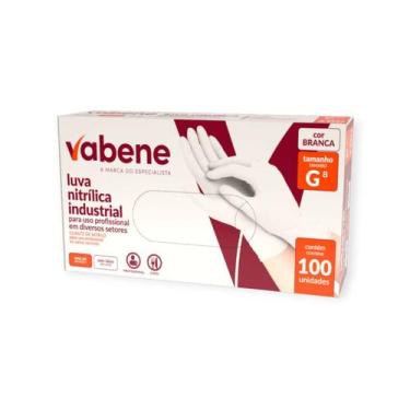 Imagem de Luva nitrilica protecao industrial branca g 100un vabene