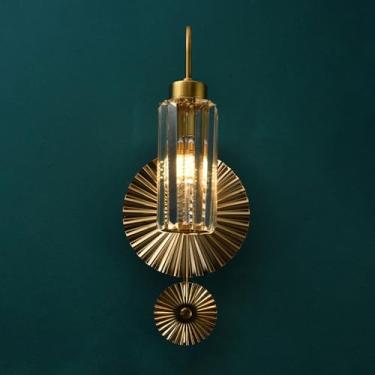 Imagem de Apliques de parede de cristal modernos, luminária de banheiro, arandela de parede dourada, luminárias de parede de cristal, luminária interna de parede de cabeceira, para sala de estar, quar