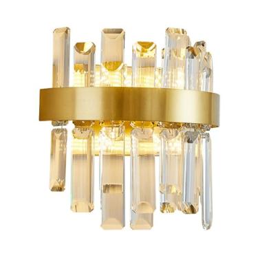 Imagem de Aplique de parede dourado, luminária de banheiro, apliques de parede de cristal modernos, luminárias de parede de cristal, luminária interna de parede de cabeceira, para sala de estar, quart