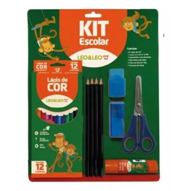 Imagem de Kit Material Escolar Infantil Papelaria Lápis Complet Barato - Leo&Leo
