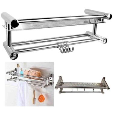 Imagem de Organizador Cozinha Banheiro Aço Inox Porta Condimentos Tempero Shampoo Sabonete Condicionador Utensilios Organizaçao Decoraçao Multiuso Enfeite