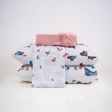 Imagem de Jogo de lençol casal padrão 4 peças estampado em algodão 200 fios - Ca