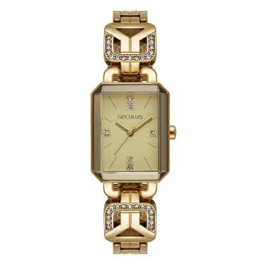 Imagem de Relógio Seculus Feminino Ref: 23736lpsvdb1 Retangular Bracelete Dourado