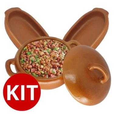 Imagem de Kit Panela De Barro Com Travessa Cerâmica Artesanal - Artesanatos Mine