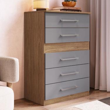 Imagem de Cômoda Safira 5 Gavetas Freijo/Cinza - Irm Móveis