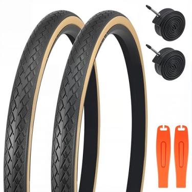 Imagem de BALINGE Pacote com 2 pneus de bicicleta de estrada 700C com tubo 700 * 35C pneu de substituição de bicicleta, pneus de cascalho dobráveis para bicicleta, resistente ao desgaste, 2 unidades, 2 tubos e