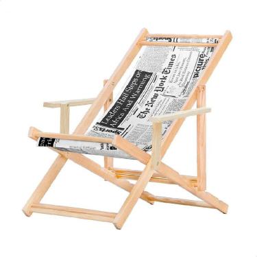 Imagem de Espreguiçadeira Preguiçosa Dobrável Madeira Maciça Natural Jornal