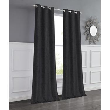 Imagem de Cortinas escurecidas para quarto e sala de estar, conjunto de 2 painéis, 96,5 cm x 213,4 cm (total de 193 cm de largura), controle de luz e privacidade, semiescurecido, lavável na máquina, ilhós de