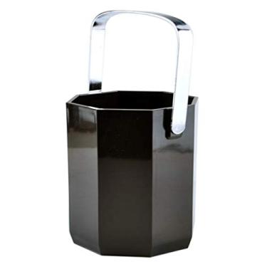 Imagem de FTOQWZXV Balde de gelo balde de gelo 1 litro, balde de gelo acrílico preto com alça de aço inoxidável para garrafas de vinho ou champanhe mantém o gelo frio e seco