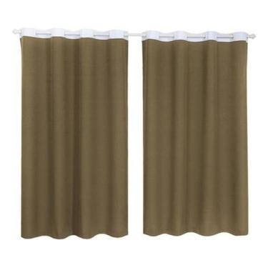 Imagem de Cortina Tecido Oxford Faixa Branco 1,80M X 2,80M - Cáqui - Campari