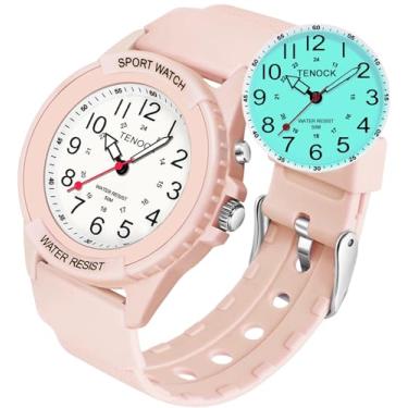 Imagem de TENOCK Relógio de enfermeira impermeável para profissionais médicos, estudantes, mulheres, homens, luz noturna, horário militar 12/24 horas, mostrador fácil de ler, relógio de segunda mão para