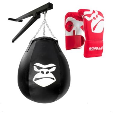 Imagem de Saco Pancada Profissional Gota Drop Pera Boxe Gorilla Luva Bate Saco Pro + Suporte De Parede em Aço (Vermelho)