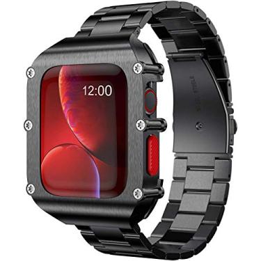 Imagem de Capa T-ENGINE com pulseira compatível com Apple Watch Series 5 44 mm Capa para Seire 4 Series 5 44 mm, 44mm-Series 5 Series4, Black-B