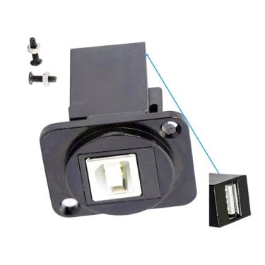 Imagem de FENGHAISHUN Adaptador USB 2.0 B para USB A, soquete sem solda, conector de montagem em painel USB2.0 D, conversor fêmea para fêmea, transferência de dados para áudio e vídeo, rede, PC, TV, projetor