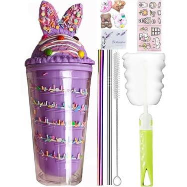 Imagem de viva story Copo de Viagem de Unicórnio com Canudo, Chocolate, 450 ml, Plástico, Cilíndrico, Novelty, Aniversário, Desenho Animado, Doces, Praia, Férias