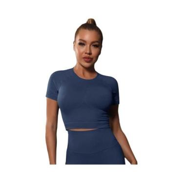 Imagem de Camiseta Esportiva Feminina Sem Costura - Ideal para Ioga, Fitness e T