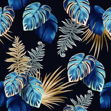 Imagem de Papel De Parede Adesivo Lavável Costela Adão Gold Azul 12m