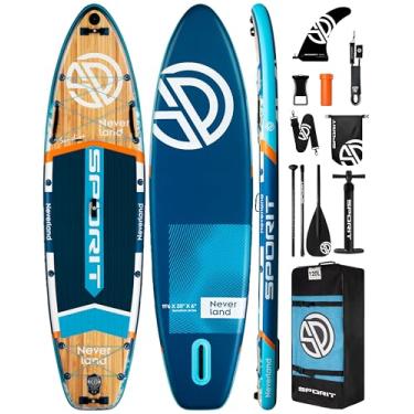 Imagem de SPORIT Prancha de stand up paddle inflável super larga de 11'6 × 35 ", prancha de sup ultra estável para adultos, capacidade de 450 lb com alça de ombro, mochila de 100 l, nadadeira removíve