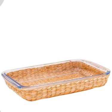 Imagem de Travessa e Assadeira Refratárias 2200ML com Suporte de Rattan - Mimo S