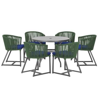 Imagem de Mesa com 6 Cadeiras de Jantar Roma 120cm e Noronha em Alumínio