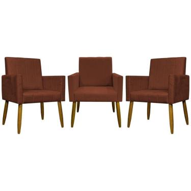 Imagem de Kit 3 Poltronas Decorativas Confortáveis Mari - Terracota Suede