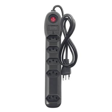 Imagem de Filtro de Linha Megatron, 5 Tomadas 3 x 0,75mm 1M 10A SM Preto