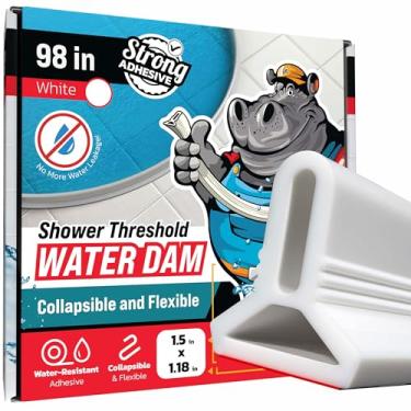 Imagem de Barreira de barragem de água com limite de chuveiro 248 cm - Bloqueador de água de chuveiro dobrável branco - Protetor de chuveiro para box - Tampa de proteção de água para piso - Represa de chuveiro