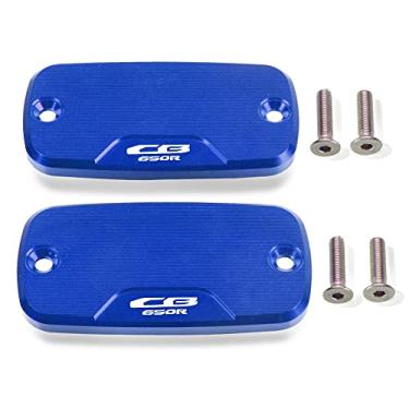 Imagem de Acc-Creativity Tampa do reservatório de fluido de freio dianteiro de alumínio para motocicleta, tampa do reservatório do cilindro mestre compatível com Honda CB650R CBR650R 2019 (azul)