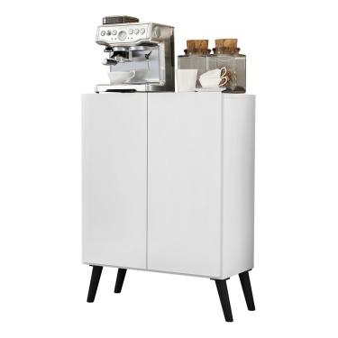 Imagem de Aparador Buffet 2 Portas Retrô Veneza Multimóveis V3609 Branco/Preto Branco/Preto
