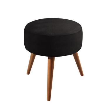 Imagem de Puff Banqueta Lippe Madeira Maciça Castellar Móbile Corino Preto
