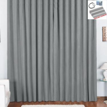 Imagem de Cortina Pryme 3 Metros Sala Quarto Em Oxford Para Trilho Comum - Cinza