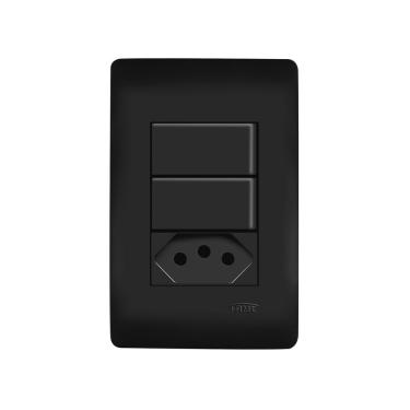 Imagem de Interruptor Simples Duplo E Tomada 2p+t 20a Fame Habitat Black Com Placa 4x2 Preto