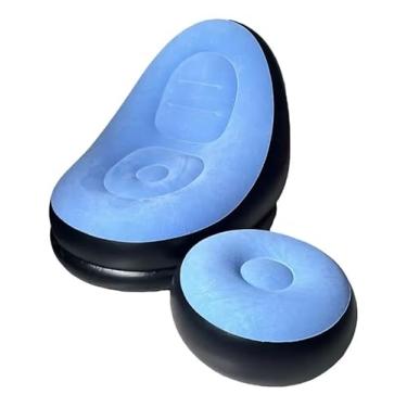 Imagem de Puff Infl?vel Gigante Azul com Bomba, Suporta 100kg, Port?til, Ideal para Casa, Praia, Camping e Lazer