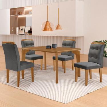 Imagem de Mesa de Jantar Liz 120cm MDF Canto copo e com 4 Cadeiras Carol - Moder