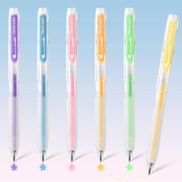 Imagem de BAYTORY 6 canetas de gel de acrílico, caneta retrátil de ponta fina 1.0 para papel preto, canetas de tinta de cores sortidas, ponta lisa para desenho, escrita e anotações (macaroon)