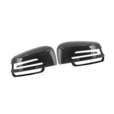 Imagem de A ABSOPRO Par de novo espelho retrovisor externo capa de cobertura de espelho de asa de porta padrão de fibra de carbono para Mercedes Benz a B C E GLA Class W204 W212 item de substituição