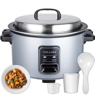 Imagem de YOLLNIA Panela Elétrica De Arroz Comercial 15L, 84 Xícaras (Cozida), Grande, Mantém Aquecido 24 Horas | Operação Com Um Toque, Aquecedor Alimentos Antiaderente 1750W, Cozimento Rápido Para Restauran