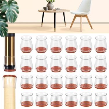 Imagem de Jedroc Protetores De Pernas Cadeira Silicone, Pacote Com 32 Unidades (16 P + 16 G), Para Todos Os Formatos, Móveis, Mesas, Cadeiras, Capas Piso, Pés Silicone Atualizados (Transparentes)