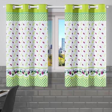 Imagem de Cortina de Cozinha 2,20m x 1,30m Estampada Decorativa para Janela Alta